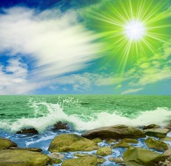  sparkle sun under a seaside