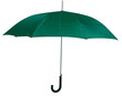 Opened green umbrella isolated on white