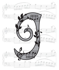 Wall Mural - Letter with music