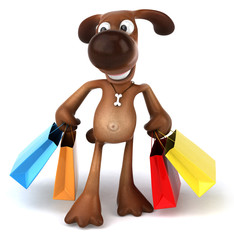 Sticker - Chien fait du shopping