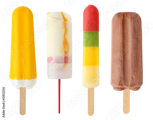 Four colorful popsicle isolated on white background Poster