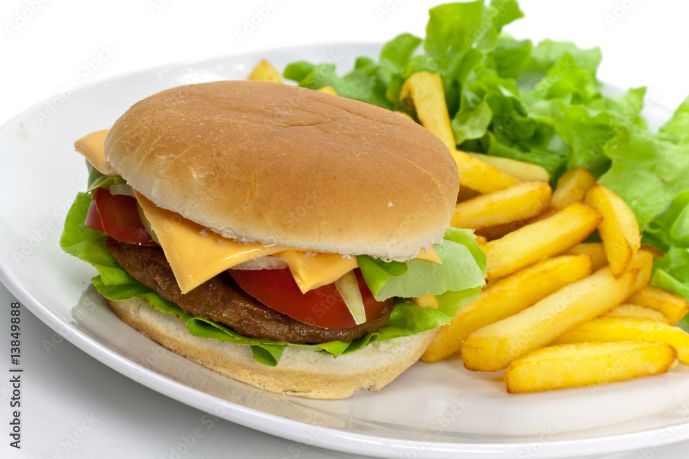 Hamburger Mit Pommes Frites Stock Gamesageddon