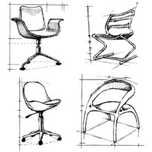Chairs Drawings 2 Vector