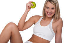 Fitness Series - Smiling Woman With Green Apple
