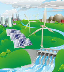 Wall Mural - Electricity power generation illustration