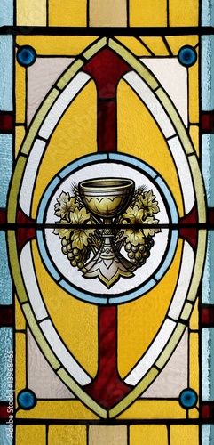 Obraz w ramie Stained glass window, church, Waterloo, Quebec, Canada