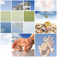 Invest in real estate. Business collage.