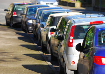 Parked cars in street