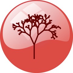 Wall Mural - red tree window button