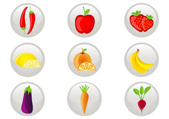 Fruit and Vegetables Icon Set