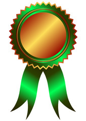 bronze medal with green ribbon (vector)