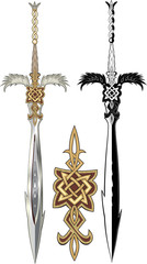 Wall Mural - Two winged sword. Black and colour