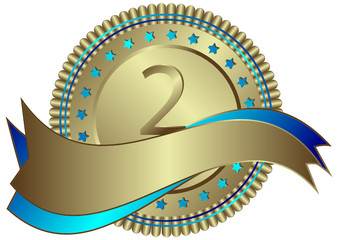 silvery plate with ribbons and blue stars