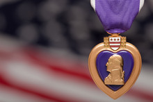 Purple Heart Against Americal Flag