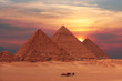 canvas print picture - pyramid sunset