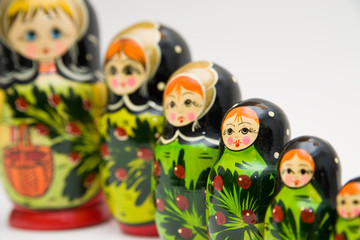 Wall Mural - russian matryoshka doll on white background