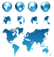 vector globe and map of the world [set 1]