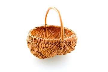 Empty wooden basket on white background