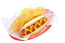 Hot Dog, Chips, Isolated, Clipping Path