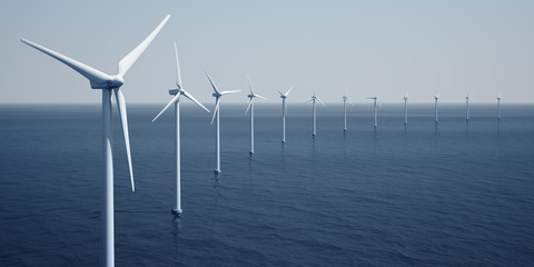 Wall Mural - windturbines on the ocean