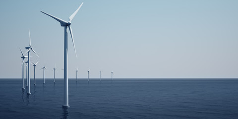 Wall Mural - windturbines on the ocean
