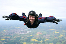 Close Up Of A Skydiver In Freefall