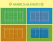 Illustrated set of 4 grand slam tennis courts