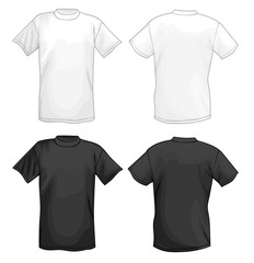 Wall Mural - White and black vector T-shirt design template (front & back)