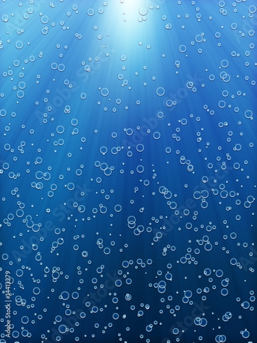 Foto-Leinwand ohne Rahmen - Blue sea bubbles background (von Vanessa)