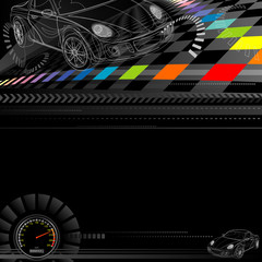 Car racing design in black. Vector layered.