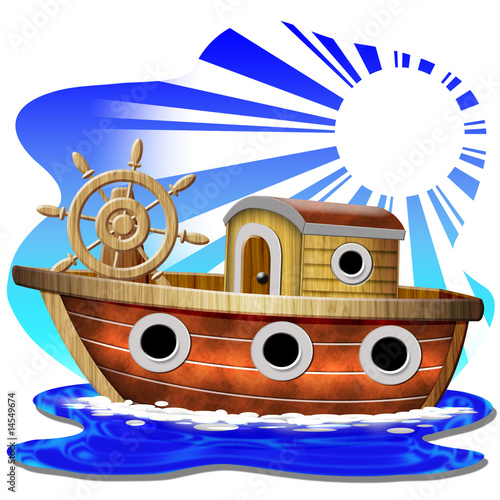 Foto-Plissee - Barca Clip Art-Boat Cartoon-Bateau (von BluedarkArt)