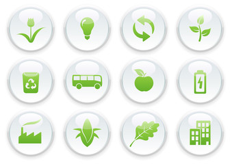 Wall Mural - Vector illustration of green ecology icon set