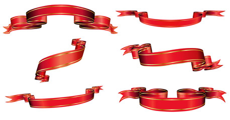 red blanked bows, ribbons and banners