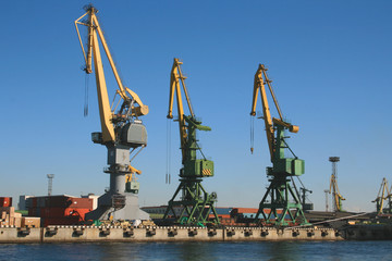 Large industrial cranes in the harbor