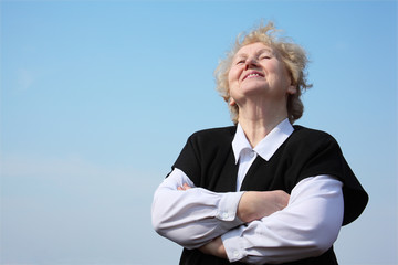 Wall Mural - Elderly woman with crossed hands