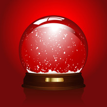 Realistic Illustration Of An Empty Snowglobe On Red