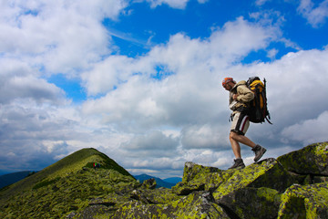 Wall Mural - Hiking in the Carpathian mountains