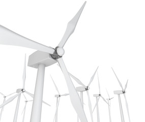 Wind Power - Turbines on White