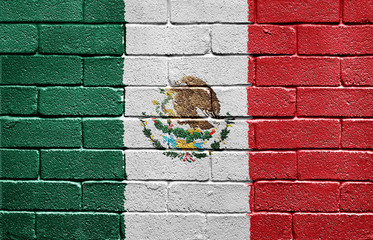 Wall Mural - Flag of Mexico on brick wall