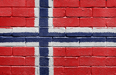 Wall Mural - Flag of Norway on brick wall