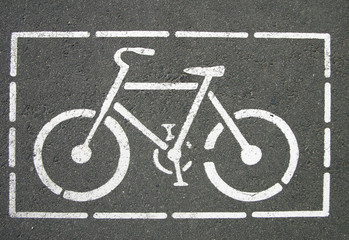 Bicycle sign on the road