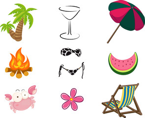 Sticker - summer icons set