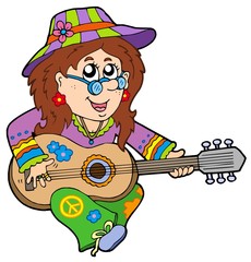 Sticker - Hippie guitar player