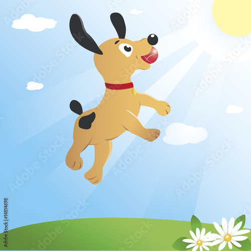 einzelne bedruckte Lamellen - Jumping dog (von Yuliya Latysheva)