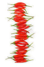 Red Chili Peppers Isolated On The White