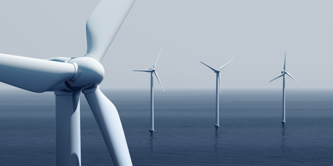 Wall Mural - windturbines on the ocean