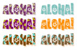 Vector illustration of aloha word in different colors