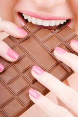 Poster - fun woman eating chocolate