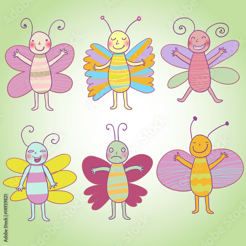 Foto-Vorhang - Cartoon butterflys (von smilewithjul)