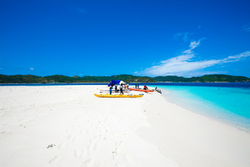 People on the deserted tropical island of Japan